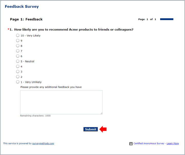 Navigation buttons in surveys