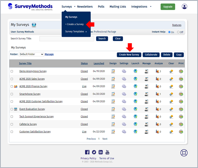 Create an online survey from scratch