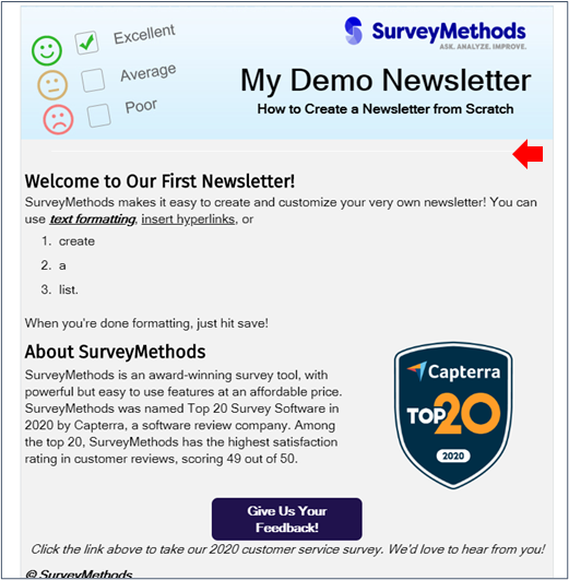 Formatting of the survey link